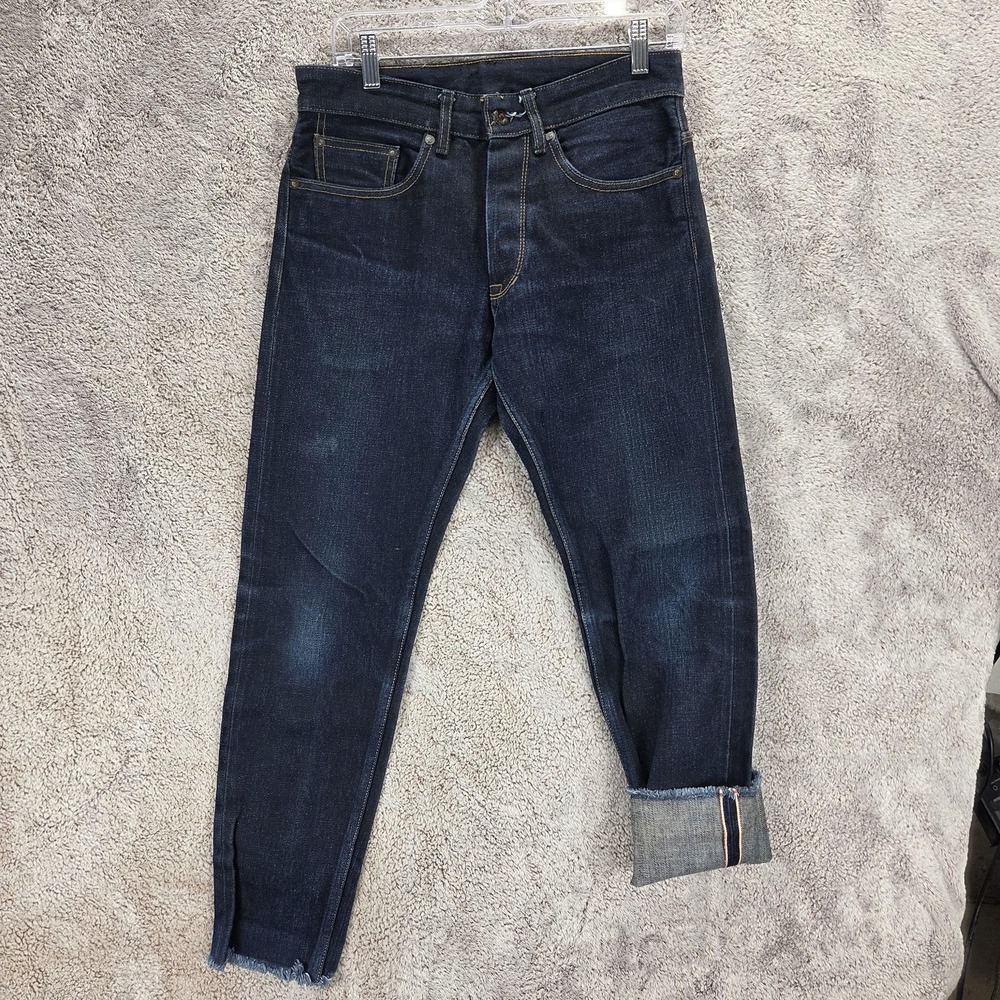 Railcar Jeans Mens Blue Selvedge 15oz Slim Tapered Made USA Raw Hem Fits 29x28